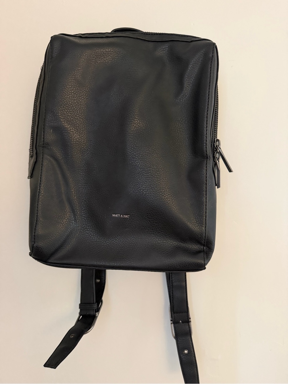 Matt & Nat Black Vegan Leather Square Backpack
